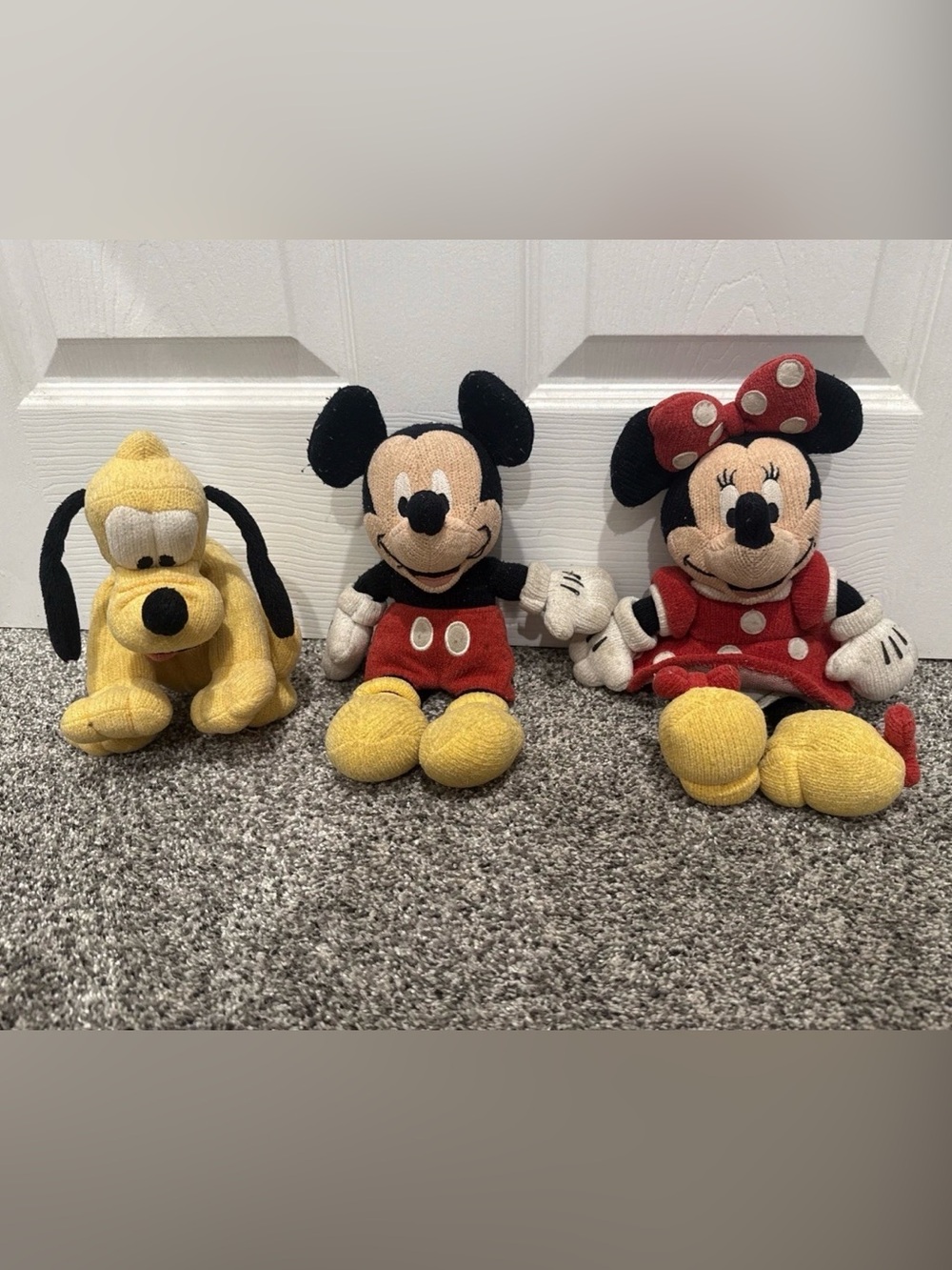 Vintage Chenille Mickey & Friends Plushes- Mickey, Minnie and Pluto